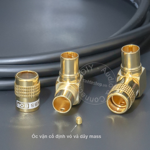 Giắc anten tivi đực góc 1 chiếc - TV antenna plug DVB T2 receiver DIY 24K gold-plated copper screws