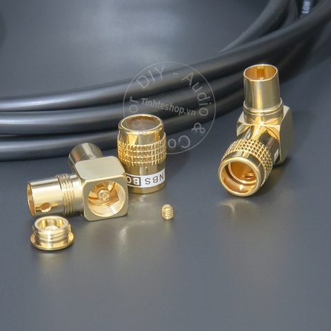 Giắc anten tivi đực góc 1 chiếc - TV antenna plug DVB T2 receiver DIY 24K gold-plated copper screws