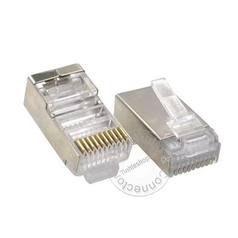 Đầu kẹp cáp 10pin RJ50 RJ48 FTP - Metal-coated 10-pin RJ48 network connector