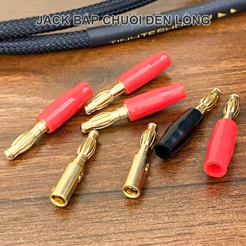 Jack cắm loa bắp chuối đèn lồng nhỏ 4 chiếc - Gold-plated lantern-shaped banana plug for audio or electronic devices.