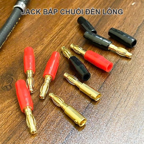 Jack cắm loa bắp chuối đèn lồng nhỏ 4 chiếc - Gold-plated lantern-shaped banana plug for audio or electronic devices.
