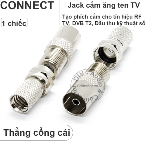 Jack cắm anten TV cổng cái kèm chuôi vặn F5 - PAL TV adapter female