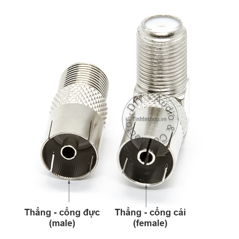 Jack cắm anten TV cổng cái vuông góc kèm chuôi vặn F5 - PAL TV adapter female angles