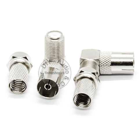 Jack cắm anten TV cổng cái vuông góc kèm chuôi vặn F5 - PAL TV adapter female angles
