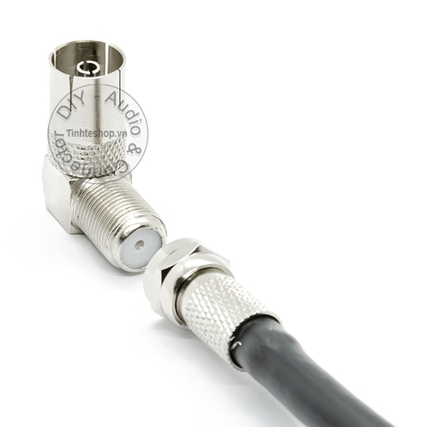 Jack cắm anten TV cổng cái vuông góc kèm chuôi vặn F5 - PAL TV adapter female angles