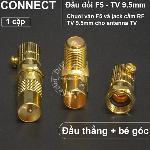 Rắc cắm anten TV Đầu thu mặt đất DVB T2 thẳng và bẻ góc kèm chuôi vặn đồng mạ vàng