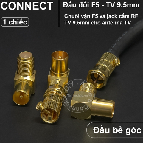 Rắc cắm anten TV Đầu thu mặt đất DVB T2 thẳng và bẻ góc kèm chuôi vặn đồng mạ vàng