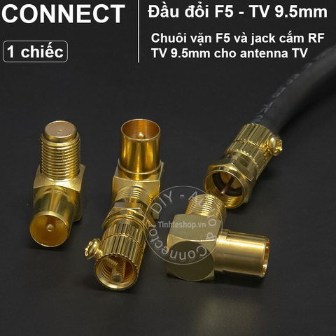 Chuôi vặn đầu cắm jack anten TV 9.5mm thẳng đồng mạ vàng - TV Connector 9.5mm TV Plug