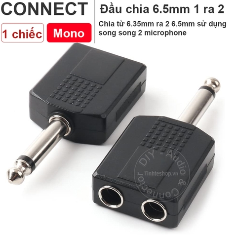 Đầu chia 6.5mm 1 ra 2 dùng 2 micro - 6.35mm male to 2 female adapter