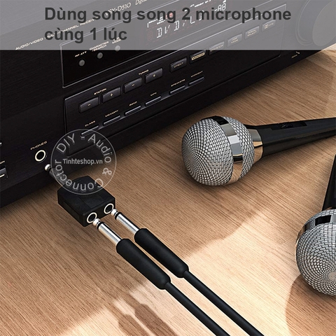 Đầu chia 6.5mm 1 ra 2 dùng 2 micro - 6.35mm male to 2 female adapter