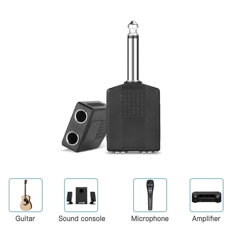 Đầu chia 6.5mm 1 ra 2 dùng 2 micro - 6.35mm male to 2 female adapter