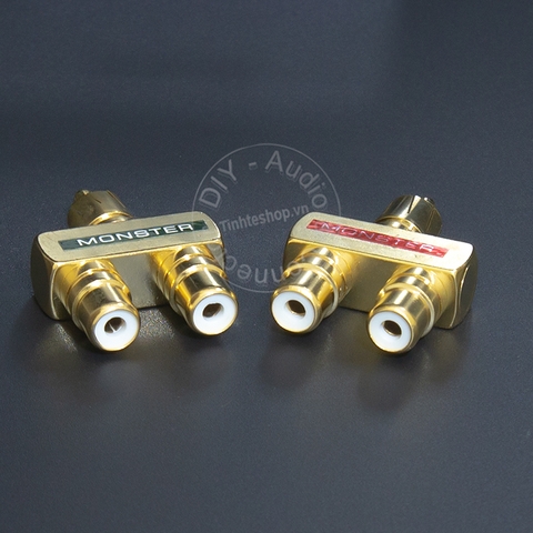 Jack chia AV 1 ra 2 nhân đồng mạ vàng 24K 1 chiếc - RCA spliiter 1 in 2 out