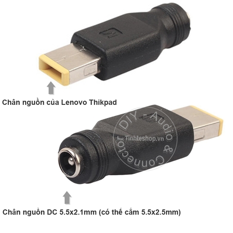 Đầu chuyển nguồn chân tròn 5.5x2.1mm sang cổng sạc laptop Lenovo Thinkpad