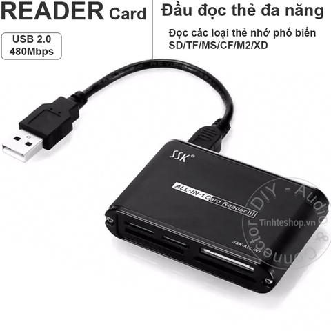 Đầu đọc thẻ nhớ đa năng SD Micro SD TF CF MS M2 XD SSK SCRM-025 - Reader card all in one