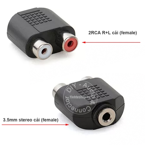 Jack 3.5 ra 2 đầu hoa sen - 3.5mm female to 2 RCA female jack plug