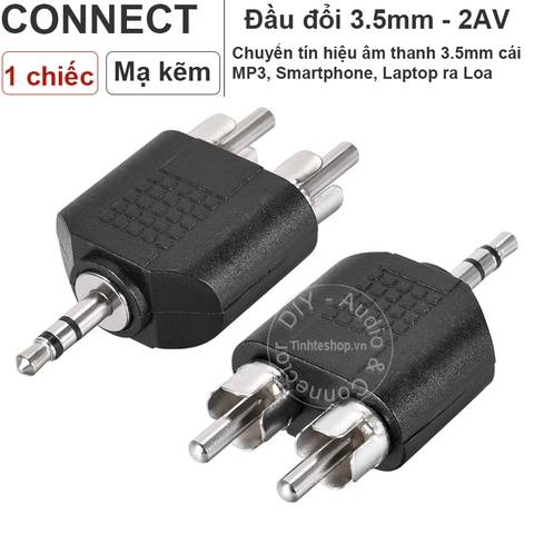 Đầu chuyển 3.5mm cái ra 2 AV đực - 3.5mm female to 2 RCA male adapter