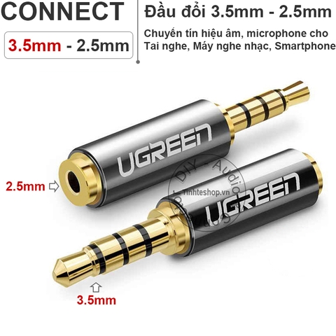 Đầu đổi rắc cắm âm thanh 3.5mm ra 2.5mm cho Máy nghe nhạc Tai nghe Ugreen 20502