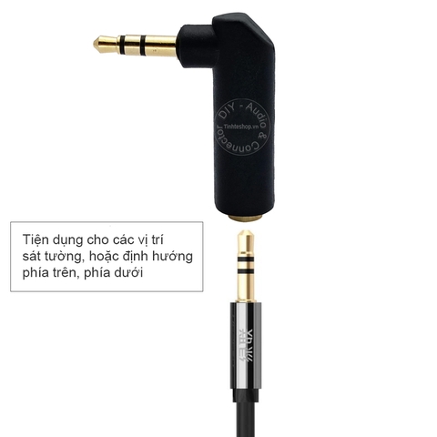 Đầu đổi 3.5mm đực sang cái chữ L - 3.5mm stereo 3 pole male to female angle