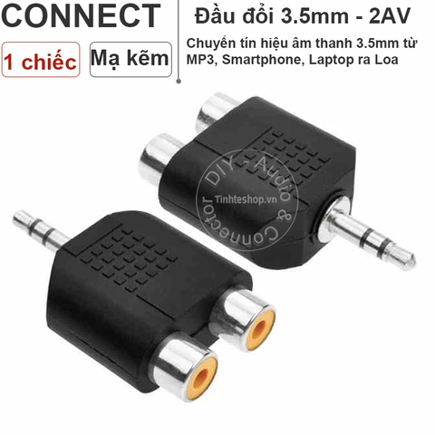 Đầu chuyển 3.5mm đực ra 2 AV đực - 3.5mm male to 2 RCA male adapter