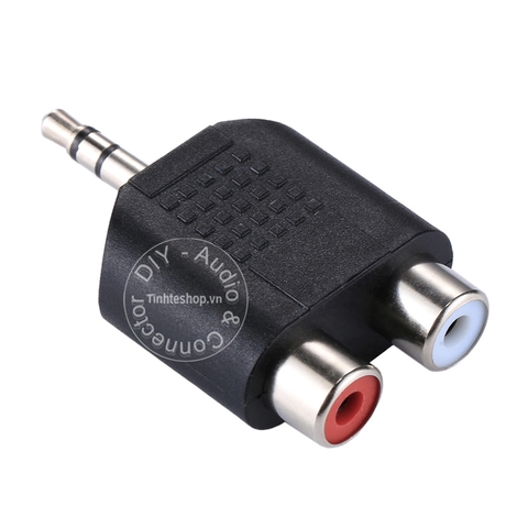 Đầu chuyển 3.5mm đực ra 2 AV cái R+L - 3.5mm male to 2 RCA female adapter