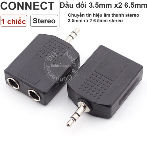 Đầu chuyển 6.5mm ra 2 3.5mm stereo - 6.35mm stereo to 2 3.5mm female adapter