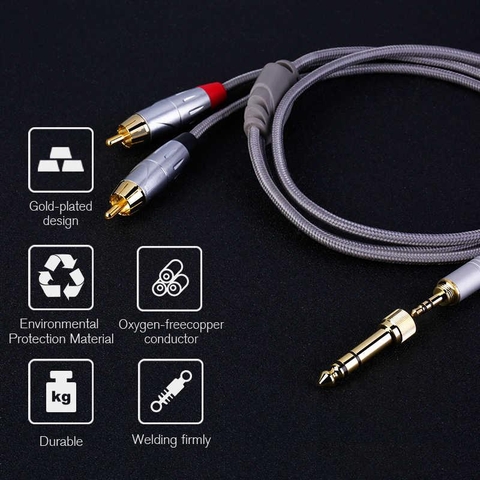 Jack 3.5 sang 6 ly vặn ren cho tai nghe trùm đầu - 6.35mm male to 3.5mm female stereo jack with threaded ring for large headphones