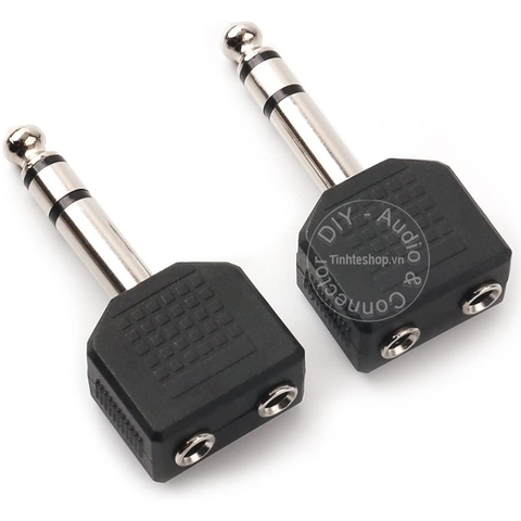 Đầu chuyển 6.5mm ra 2 3.5mm stereo - 6.35mm stereo to 2 3.5mm female adapter