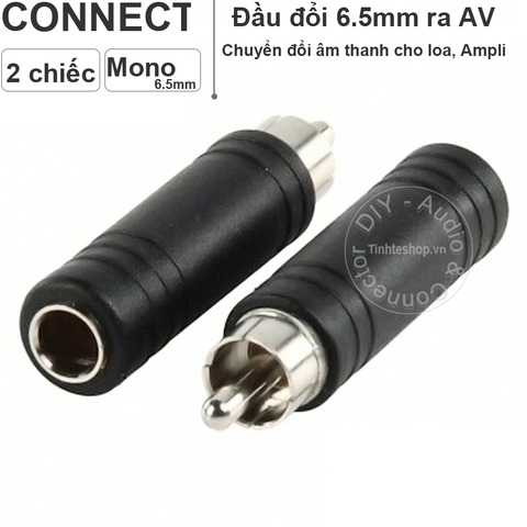 Đầu đổi AV đực sang 6.5mm cái mono - RCA male to 6.5mm female connector