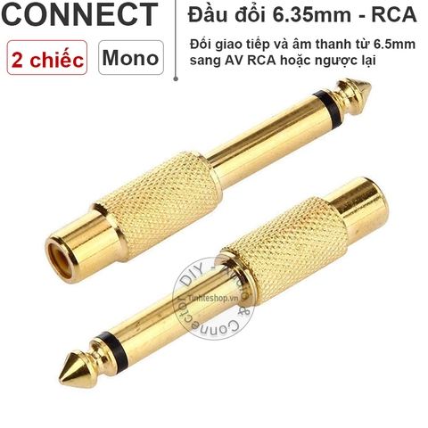Đầu chuyển 6.5mm ra RCA cho Mixer Vang Âm ly 2 chiếc - RCA female to 6.35mm mono male connector