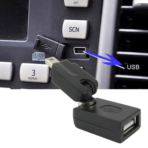 Đầu OTG mini USB cho ô tô kết nối USB ca nhạc xoay 360 - Mini USB male to USB female adapter 360
