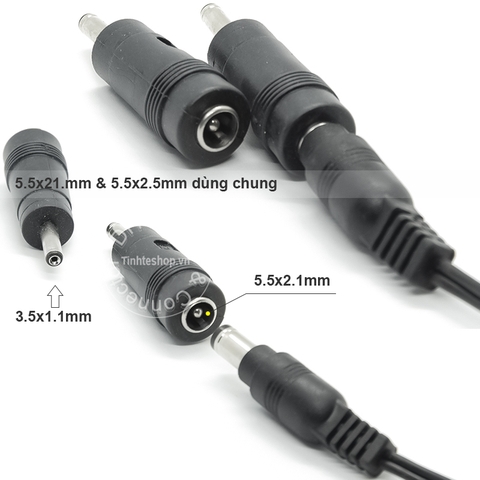 Rắc cắm chuyển nguồn DC 5.5x2.1mm ra 3.5x1.1mm