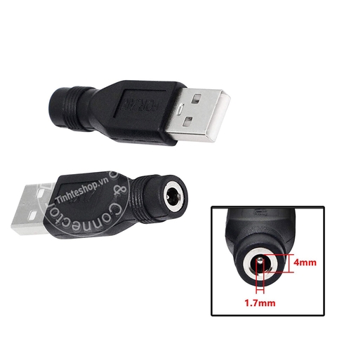 Đầu đổi nguồn USB sang chân tròn 4.0x1.7 - DC USB male to 4.0x1.7mm female power adapter