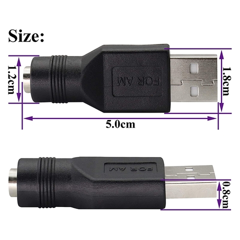 Đầu chuyển nguồn USB sang chân tròn DC 5.5x2.1mm - USB AM to 5.5x2.1mm female adapter