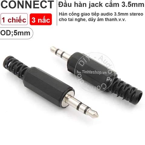 Đầu hàn jack 3.5mm 2 nấc mono vỏ nhựa OD5mm 1 chiếc. 2.5mm mono jack plug