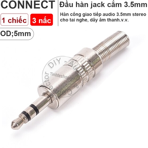 Đầu hàn giắc 3.5mm 3 cực stereo 1 chiếc OD5mm - Soldering spring-loaded stereo 3.5mm jack