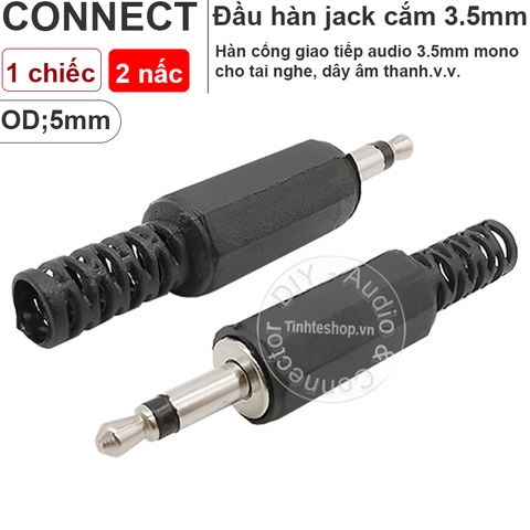 Đầu hàn jack 3.5mm stereo TRS vỏ nhựa OD5mm 1 chiếc - 3.5mm stereo TRS solder connector