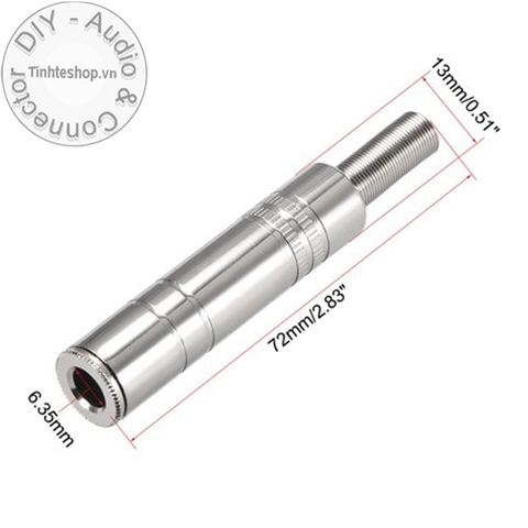 Đầu hàn jack 6.5mm cái stereo/mono chuôi lò xo OD6mm