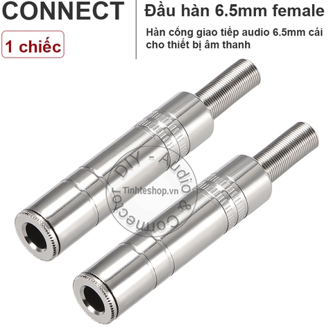 Đầu hàn jack 6.5mm cái stereo/mono chuôi lò xo OD6mm