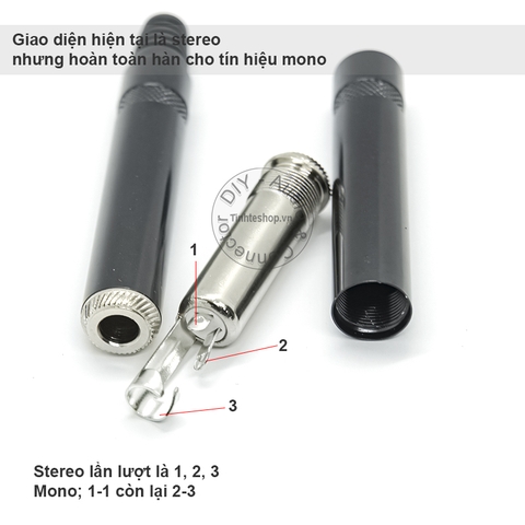 1 chiếc - Đầu hàn jack TRS 6.5mm mono stereo cổng cái - 6.5mm female solder connector OD4-8mm