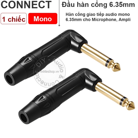 Đầu hàn jack 6ly mono 1 chiếc - Mono 6.35mm mono jack plug gold 24K