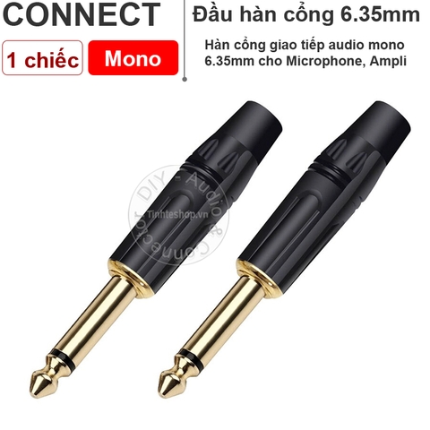 Đầu hàn jack 6ly mono 1 chiếc - Mono 6.35mm mono jack plug gold 24K