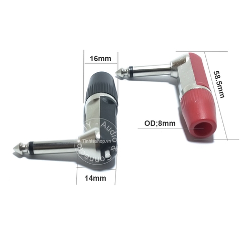 Đầu hàn jack 6 ly cong mono OD8mm 1 chiếc - 6.35mm male mono solder angle