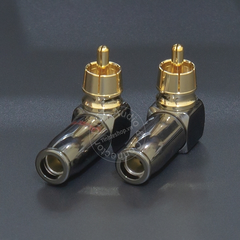 Đầu hàn jack AV bẻ góc 2 chiếc mạ vàng 24K OD6mm Gold snake - RCA solder connector angles