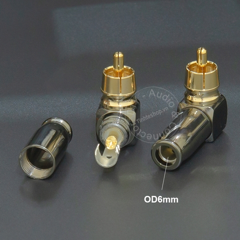 Đầu hàn jack AV bẻ góc 2 chiếc mạ vàng 24K OD6mm Gold snake - RCA solder connector angles