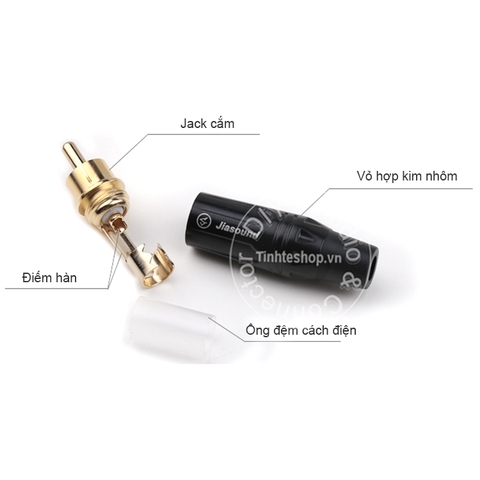 Đầu hàn AV đực - RCA/AV solder connector gold 24K Jiasound 603GB OD6mm 1 chiếc