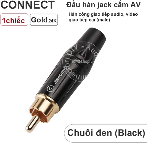 Đầu hàn AV đực - RCA/AV solder connector gold 24K Jiasound 603GB OD6mm 1 chiếc