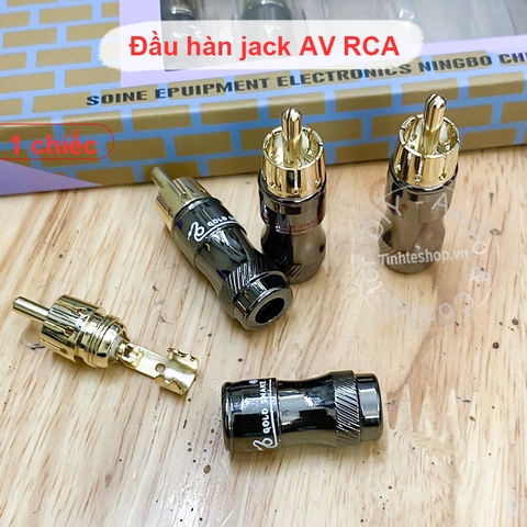 Đầu hàn jack AV bẻ góc 2 chiếc mạ vàng 24K OD6mm Gold snake - RCA solder connector angles