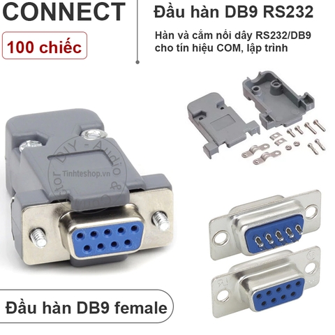 Đầu hàn DB9 RS232 đực kèm vỏ ốp 1 chiếc