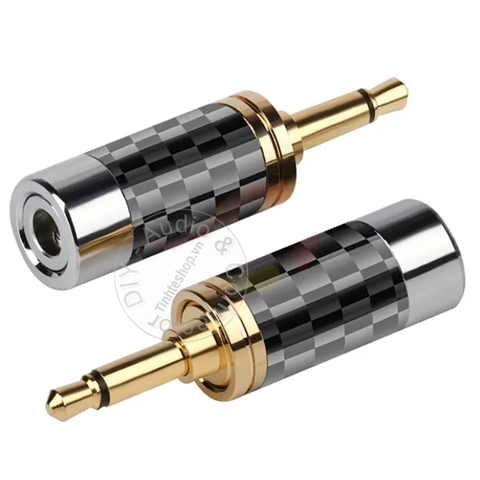 Giắc 3.5 mono gold 24K vỏ carbon - DIY 3.5mm TS audio jack