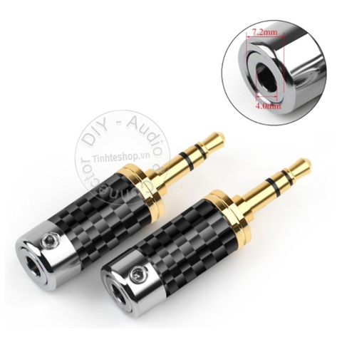 Giắc 3.5 mono gold 24K vỏ carbon - DIY 3.5mm TS audio jack